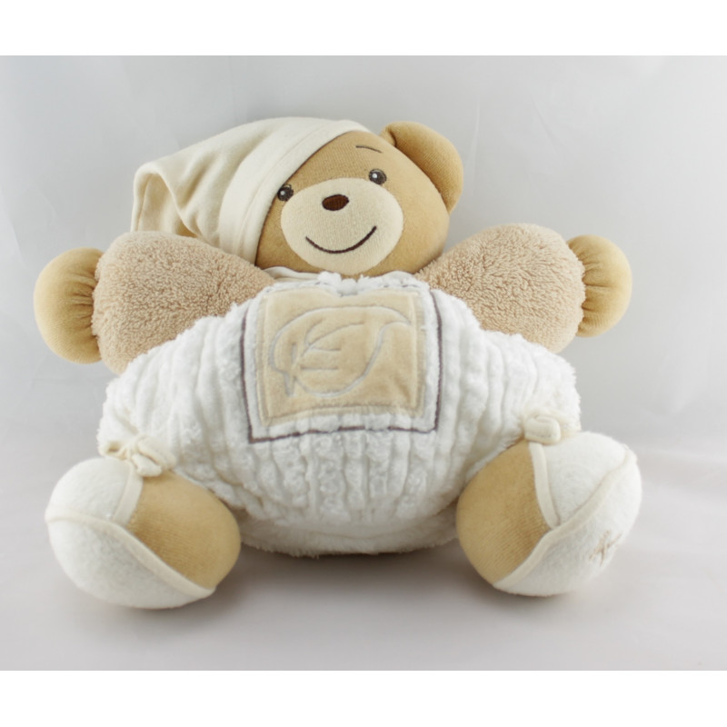 Doudou boule souris blanc marron feuille Pure KALOO 