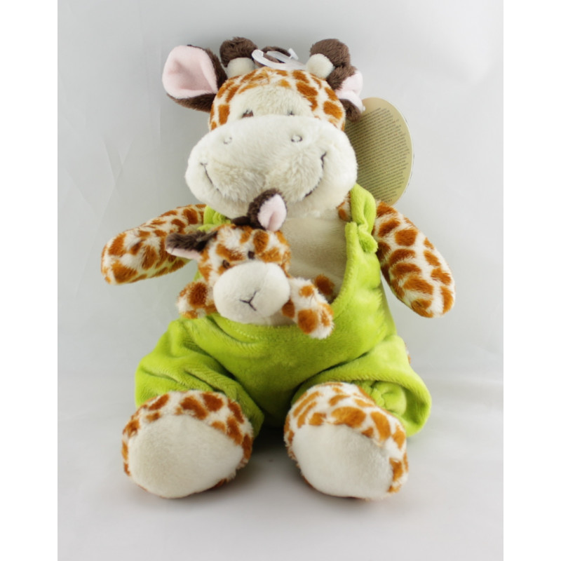 Doudou Girafe salopette verte bébé Nicotoy