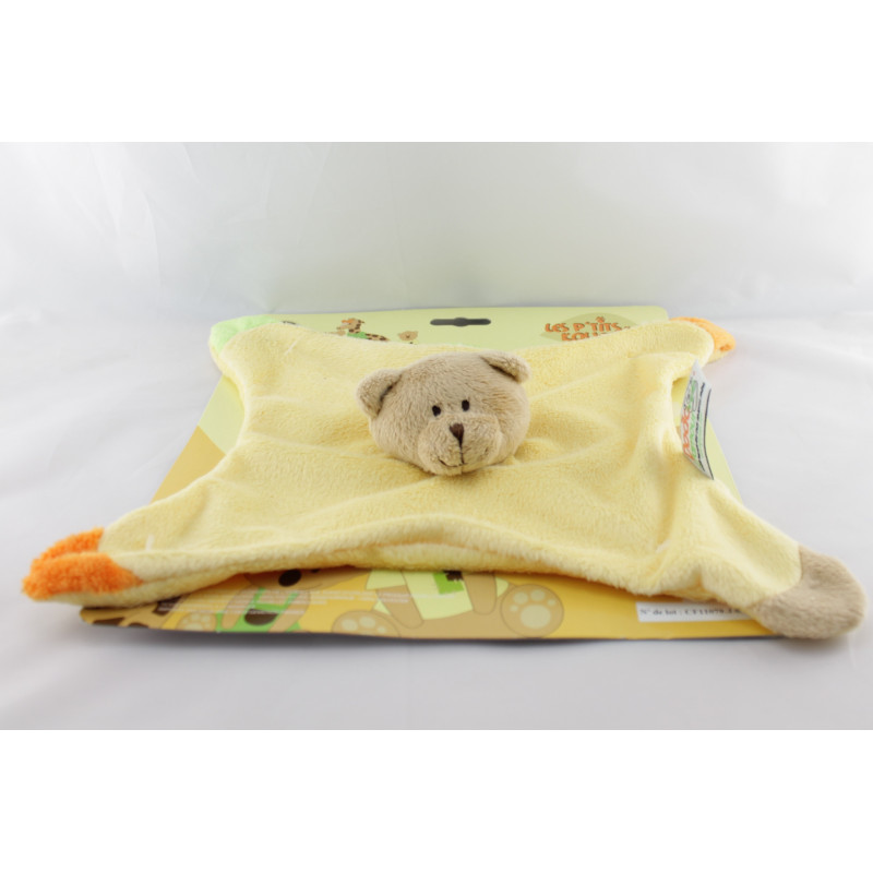 Doudou plat ours jaune vert orange Dodo d'amour MGM