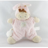Doudou semi plat garçon déguisé en lapin rose NICOTOY