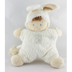 Doudou semi plat garçon déguisé en lapin blanc NICOTOY