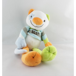 Doudou chat blanc bleu vert orange The Best  KIMBALOO