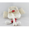 Doudou attache tétine hibou beige rouge SUCRE D'ORGE