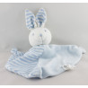 Doudou plat lapin bleu blanc rayé GERCA