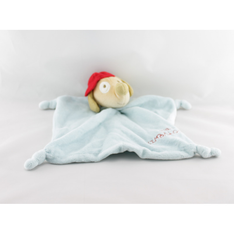 Doudou plat souris bleu casquette rouge KIMBALOO