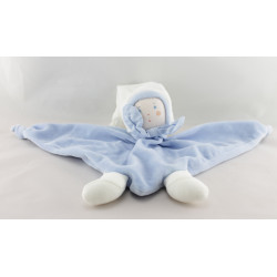 Doudou plat triangle lutin bleu blanc NOUNOURS