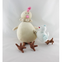 Doudou musical poule beige avec poussin JACADI