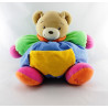 Doudou ours patapouf bleu vert rose poche jaune KALOO