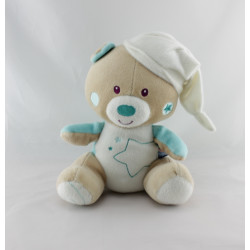 Doudou ours beige blanc bleu étoile SUCRE D'ORGE