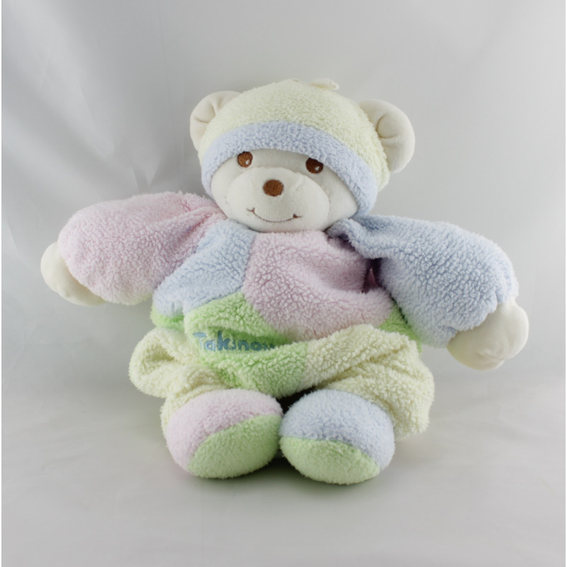 Doudou musical ours jaune rose bleu vert TAKINOU