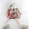 Doudou peluche souris beige rouge vichy LOUISE MANSEN