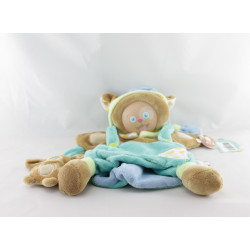 Doudou et compagnie Les Bouilles chien plat bleu vert marron