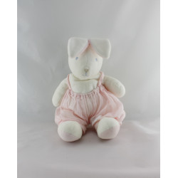 Doudou lapin blanc salopette rose TARTINE ET CHOCOLAT