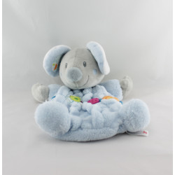Doudou plat souris grise bleu oiseau vert NICOTOY