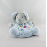 Doudou plat souris grise bleu oiseau vert NICOTOY