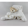 Doudou plat ours blanc rayé beige BM