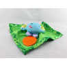 Doudou  plat éléphant bleu vert dentition FISHER PRICE 