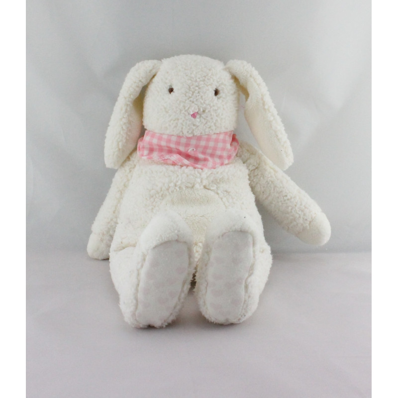 Doudou  lapin blanc écharpe rose Corolle 