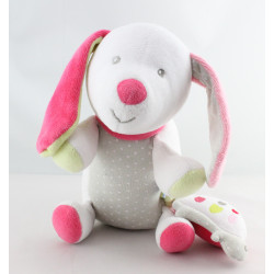 Doudou musical chien blanc gris rose tortue SUCRE D'ORGE 