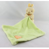 Doudou plat lapin mouchoir vert coeur MAXITA