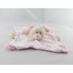 Doudou plat lapin rose fleurs BOUT'CHOU BOUTCHOU