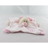 Doudou plat lapin rose fleurs BOUT'CHOU BOUTCHOU