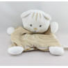 Doudou plat chat blanc beige VETIR