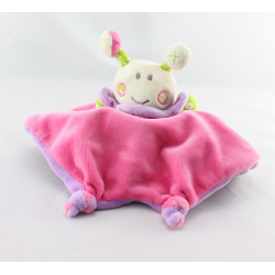 Doudou plat reversible papillon hérisson rose mauve NOUNOURS