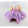 Doudou plat reversible papillon hérisson rose mauve NOUNOURS