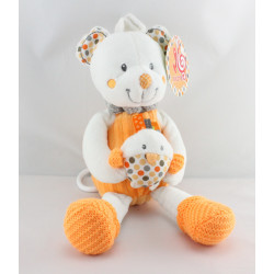 Doudou musical ours blanc orange oiseau NICOTOY