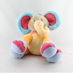 Doudou plat éléphant rose bleu vert orange palmier NATTOU