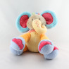 Doudou plat éléphant rose bleu vert orange palmier NATTOU