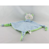 Doudou plat chat rayé bleu vert CP INTERNATIONAL