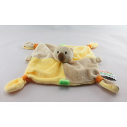 Doudou plat koala jaune beige vert Dodo d'amour MGM