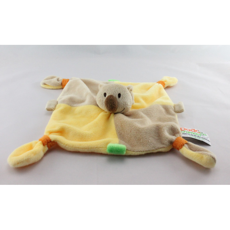 Doudou plat koala jaune beige vert Dodo d'amour MGM