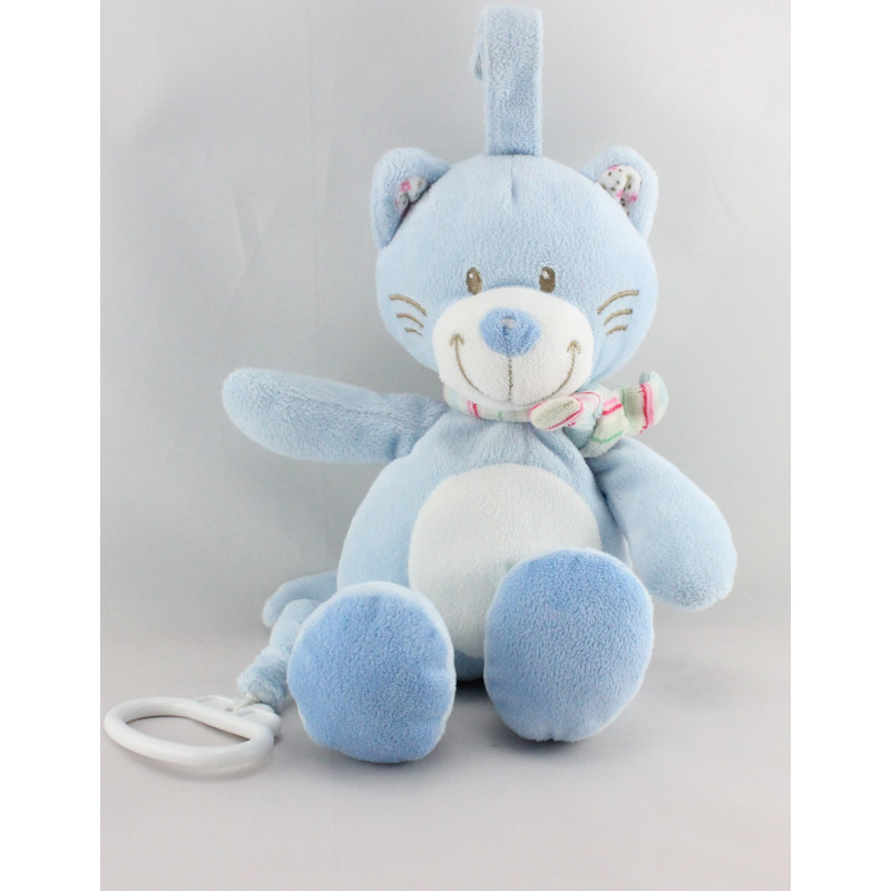 Doudou musical chat bleu écharpe NICOTOY