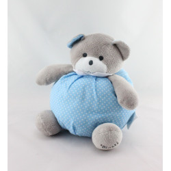 Doudou ours  boule bleu pois Musti de MUSTELA 