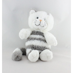 Doudou chat blanc tigré gris GIPSY