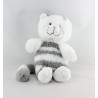 Doudou chat blanc tigré gris GIPSY