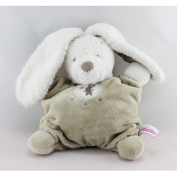 Doudou semi plat lapin blanc beige POMMETTE