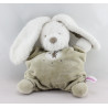 Doudou semi plat lapin blanc beige POMMETTE