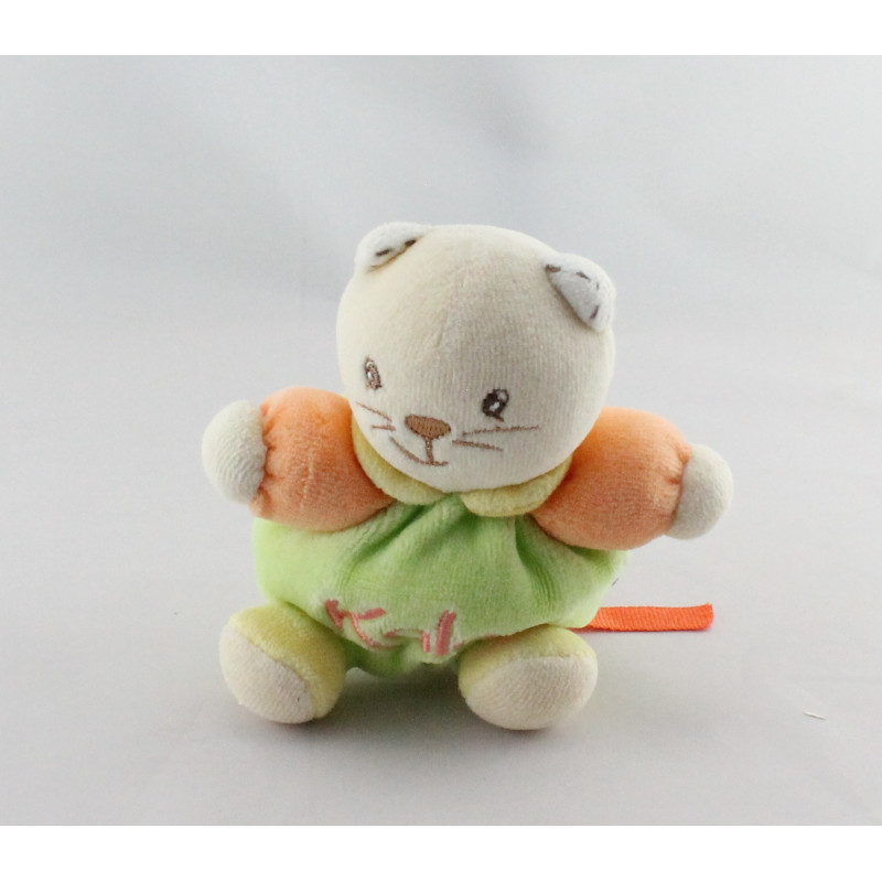 Mini Doudou chat vert orange jaune KALOO