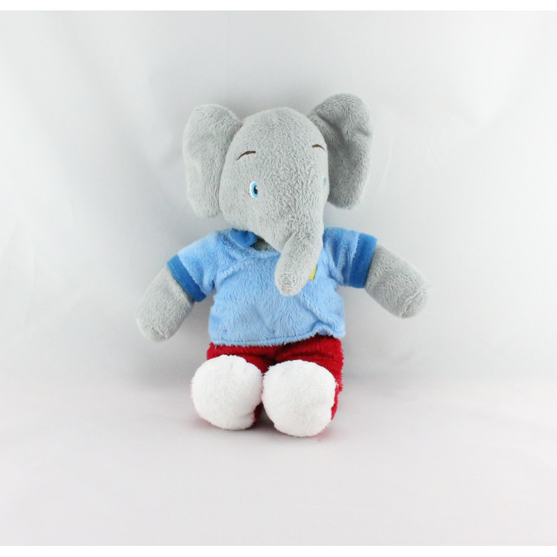 Doudou éléphant Babar bleu rouge LANSAY