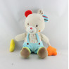 Doudou musical ours salopette bleu lune étoile MOTS D'ENFANTS