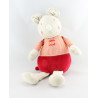 Doudou Souris beige vichy rouge SUCRE D'ORGE 