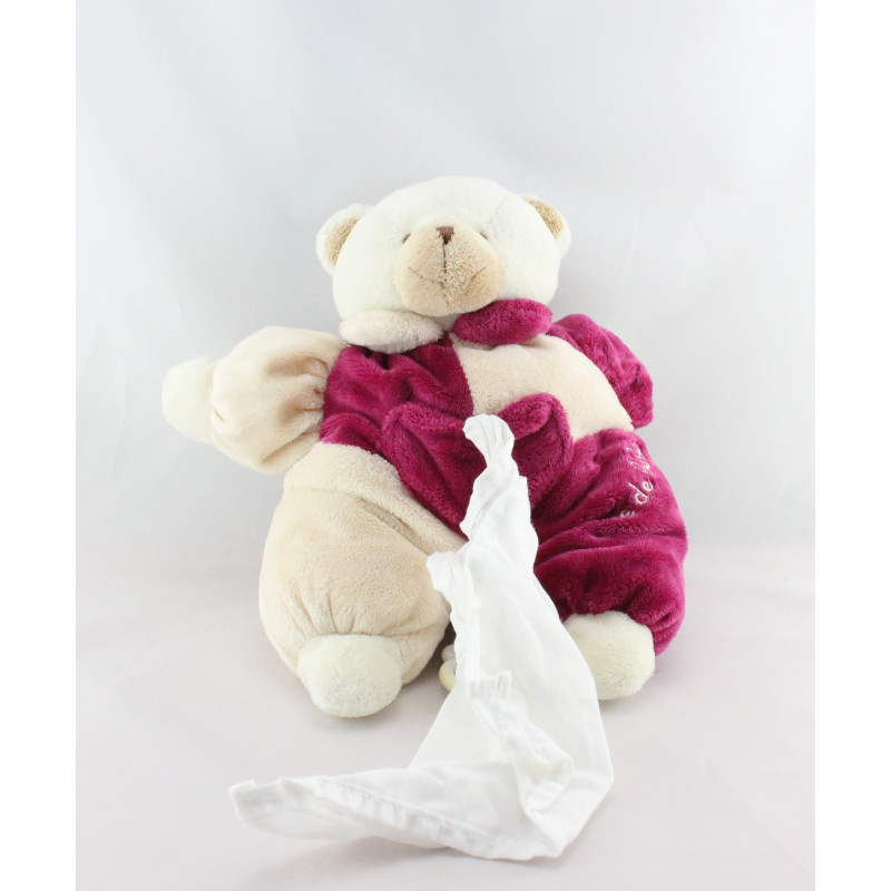 Doudou musical ours rose beige blanc poche CMP