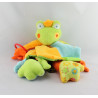 Doudou eveil plat grenouille verte bleu orange dentition Babysun