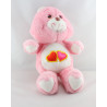 Ancienne Peluche Bisounours rose Groschéri 2 coeurs CARE BEARS 1983