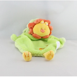 Doudou plat lion vert jaune orange BABY JEMINI