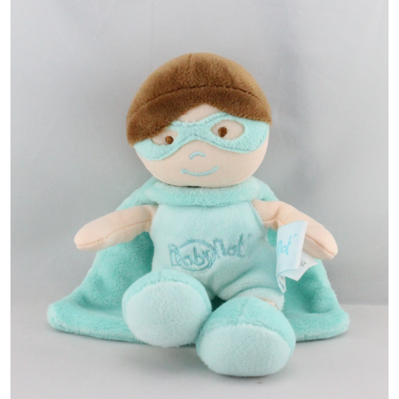 Doudou poupée super héros vert cape BABY NAT 